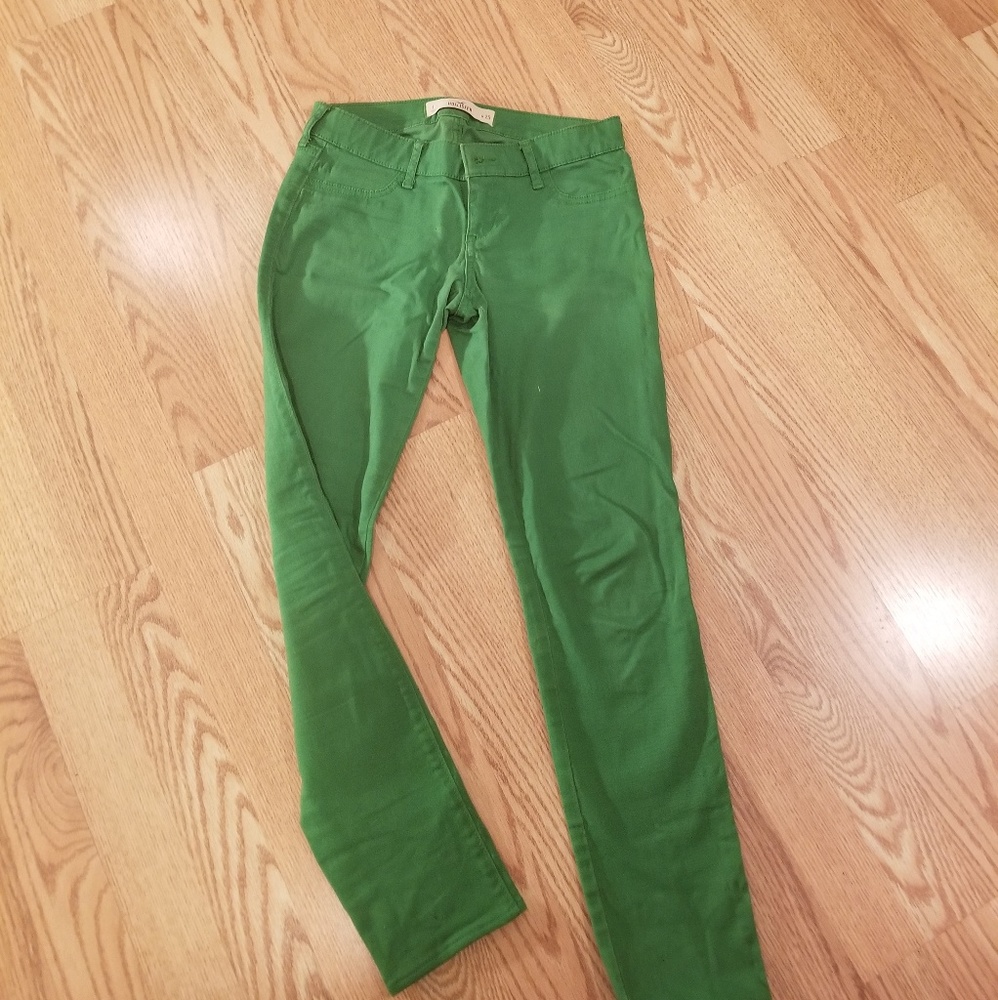 Hollister green skinny low rise pants